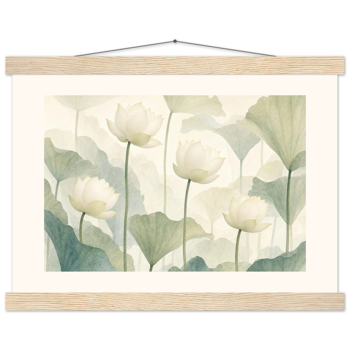 Ivory Lotus Screen: flowers and botanical. Fine art poster.