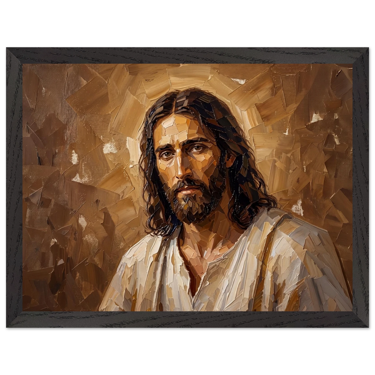 Kind Eyes: jesus, faith and serene gaze. Framed fine art print by The Light Stays.