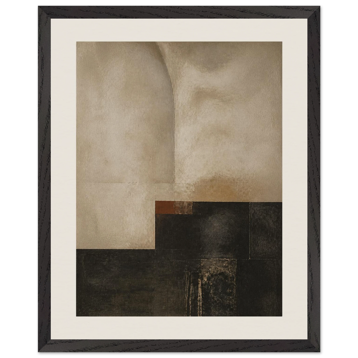 Limewash Triptych, Panel III of III: abstract, mineral texture and neutral tones. Framed fine art print by The Light Stays.