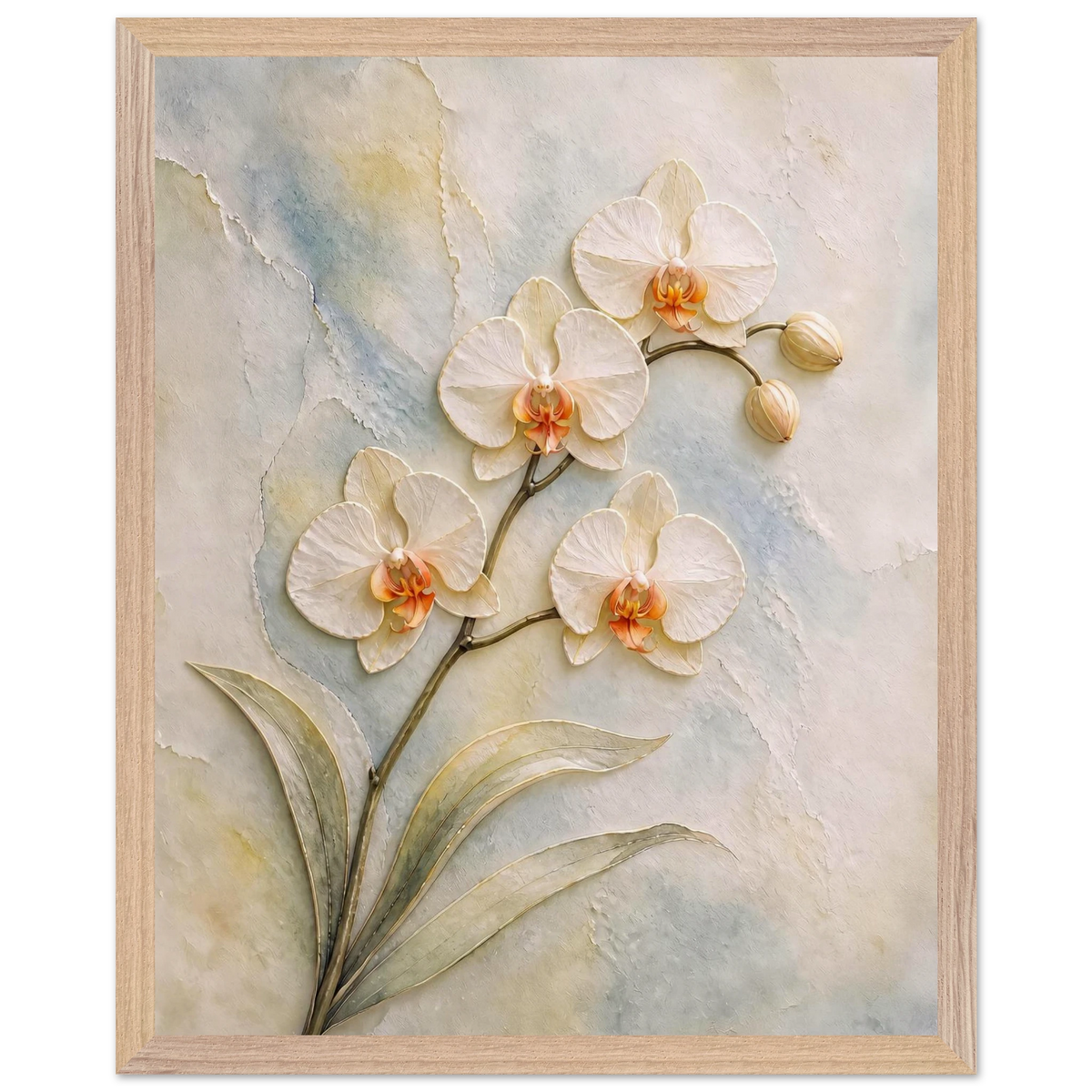Porcelain Orchid, flowers and botanical. Archival framed fine art print shown framed.