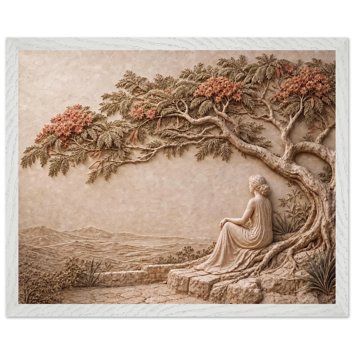 Under the Blossoms: impasto, figure and blossoming canopy. Museum-quality framed fine art print.