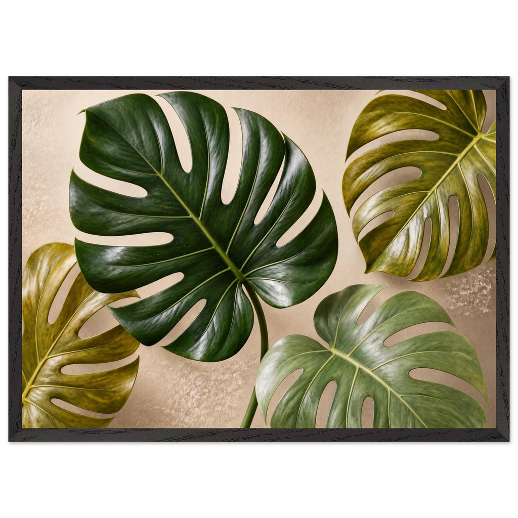 Four Greens: leaves, vivid green and impasto. Framed fine art print by The Light Stays.
