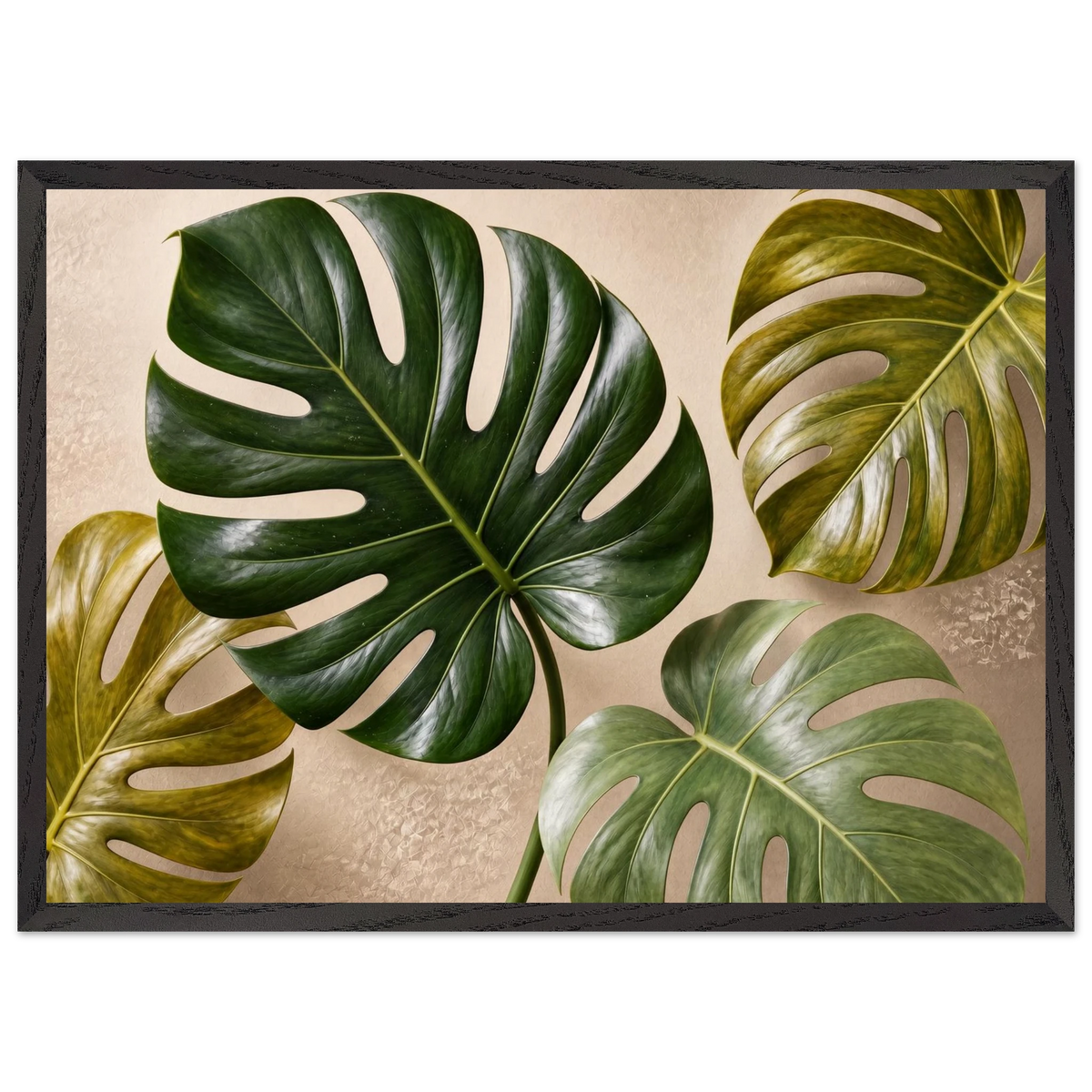 Four Greens: leaves, vivid green and impasto. Framed fine art print by The Light Stays.