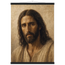 Pôster Kind Eyes com suporte de madeira, retrato sereno de Jesus em luz quente