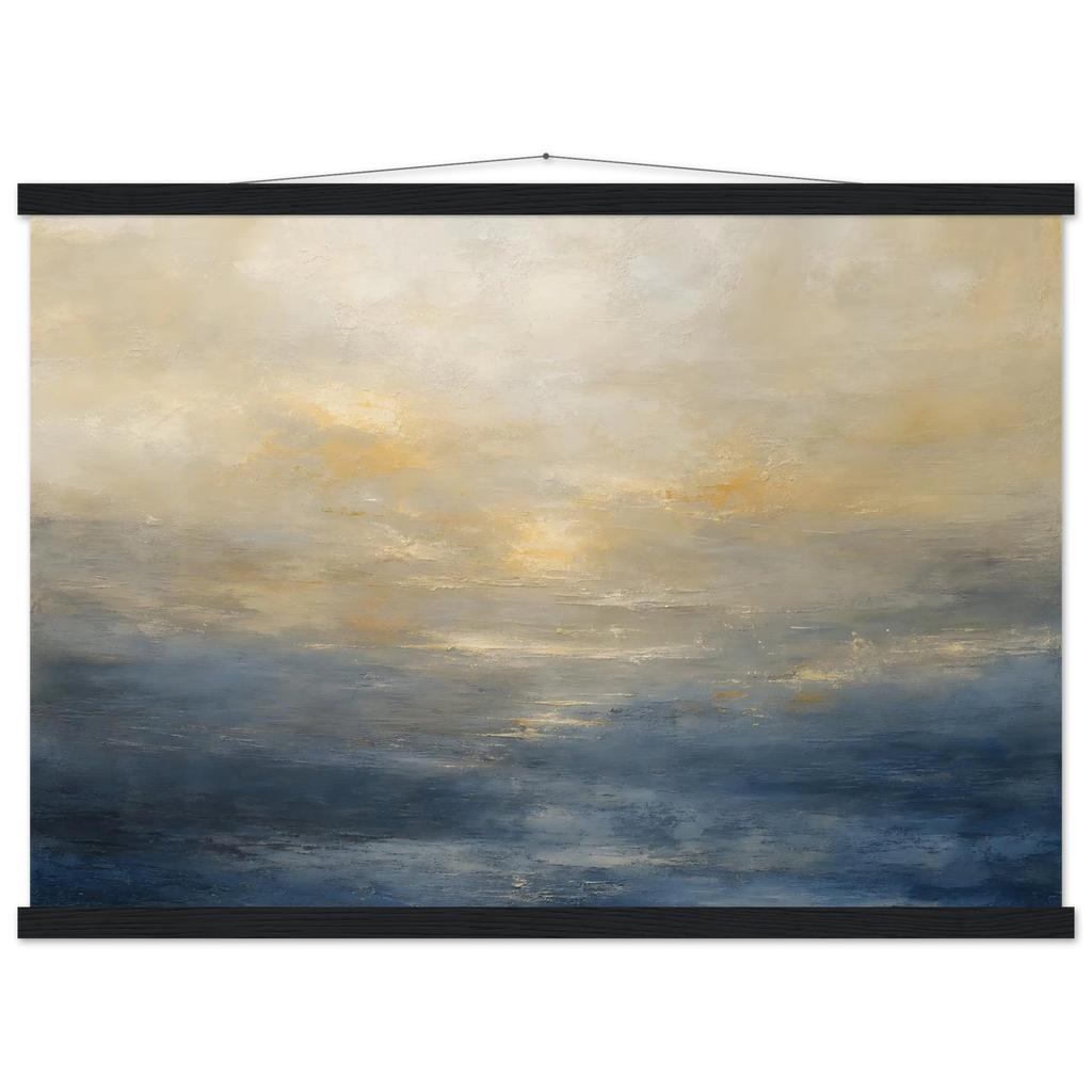 Golden Sea Mist: sea and coastal landscape. Fine art poster, alternate frame and size.
