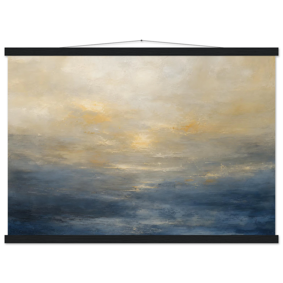Golden Sea Mist: sea and coastal landscape. Fine art poster, alternate frame and size.