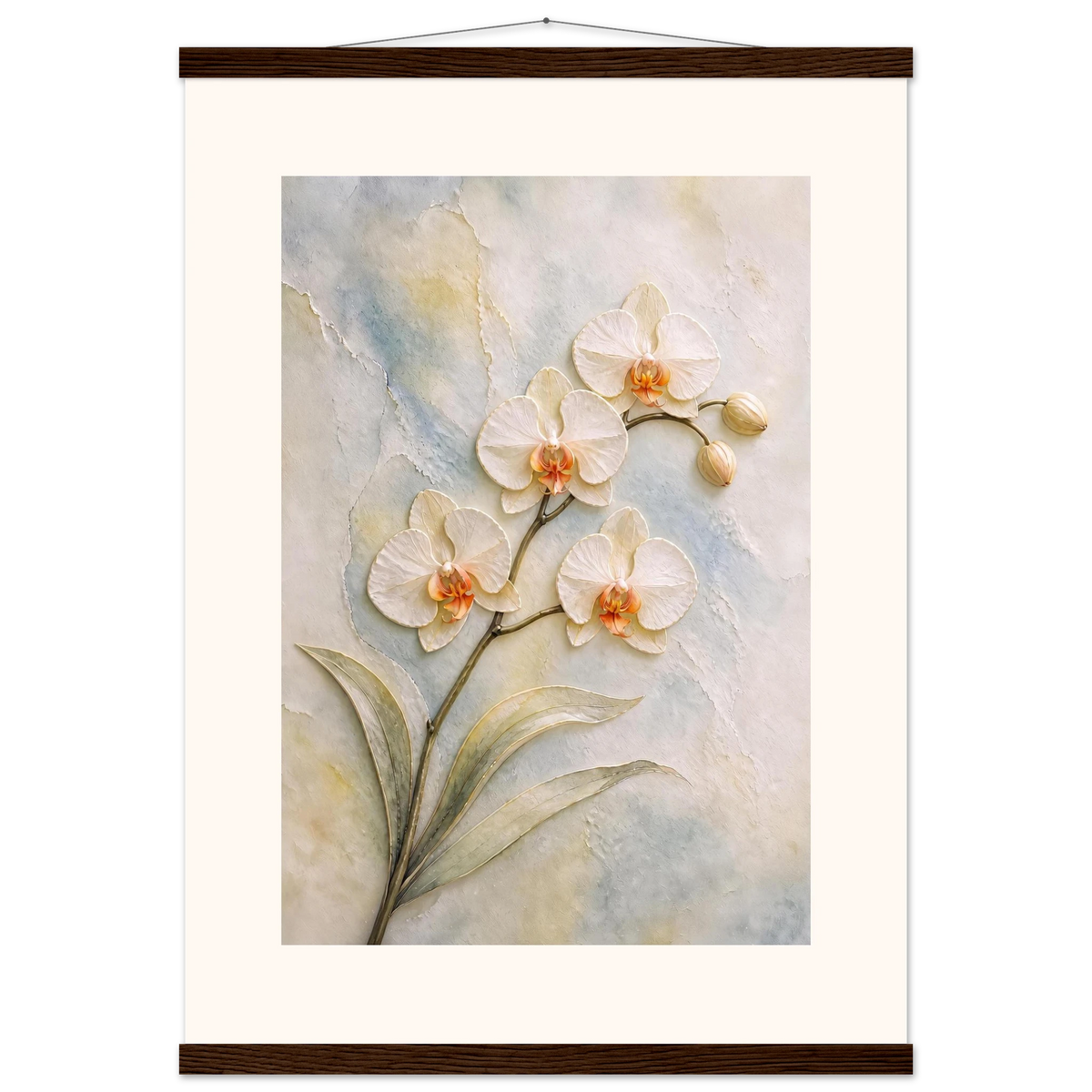 Porcelain Orchid: flowers and botanical. Fine art poster, alternate frame and size.