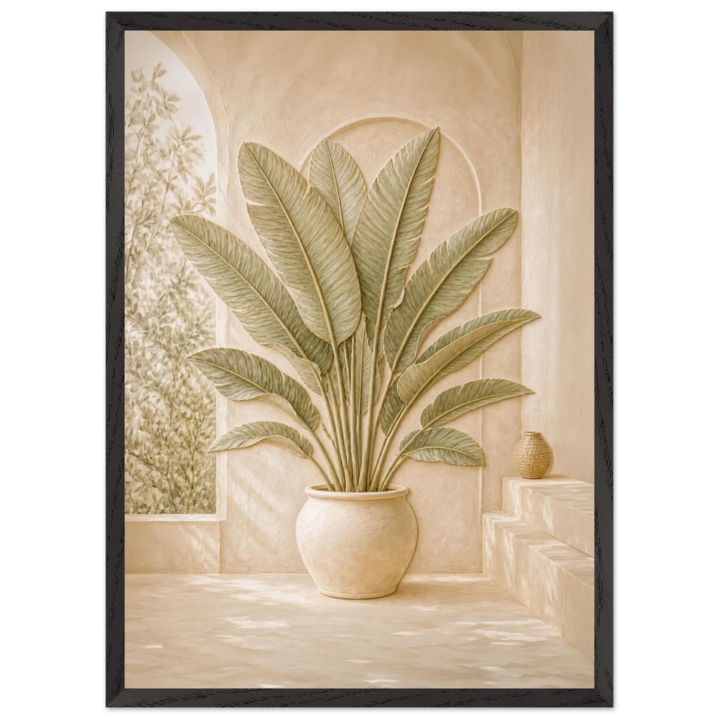 Courtyard Noon, landscape and sun. Archival framed fine art print shown framed.