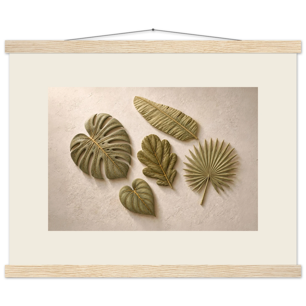 Green Constellation, botanical, green and loose rhythm. Archival fine art poster shown framed.