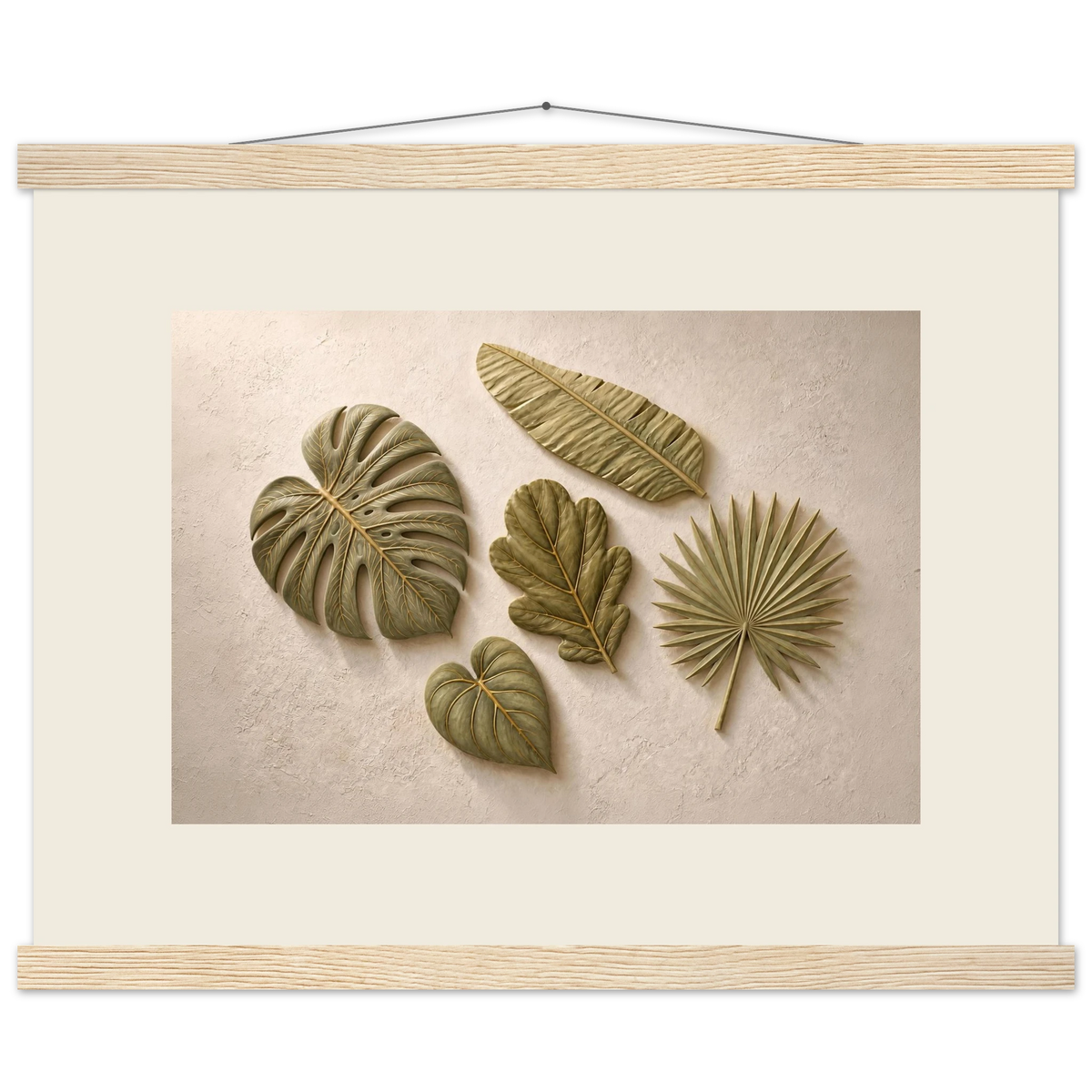 Green Constellation, botanical, green and loose rhythm. Archival fine art poster shown framed.