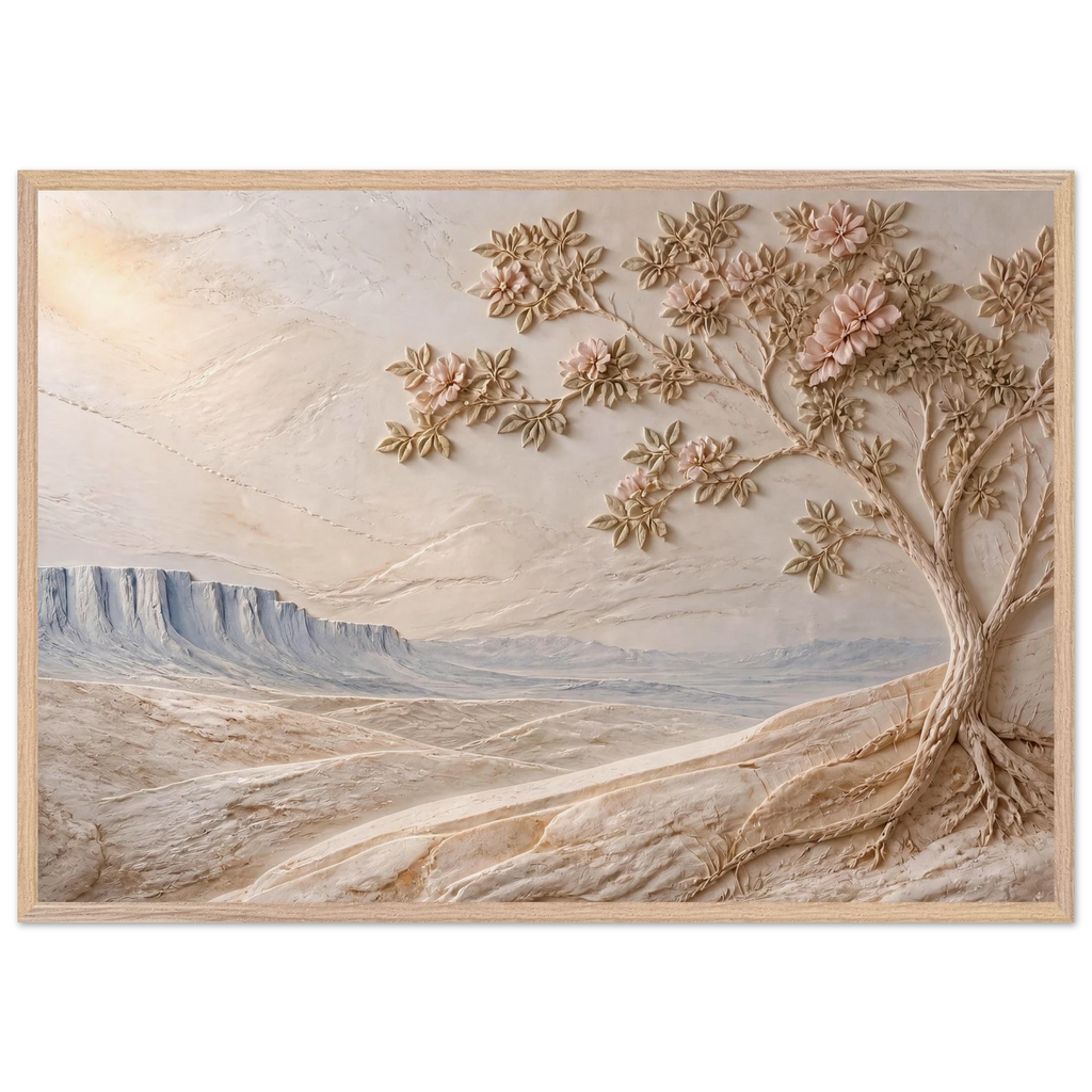 Cliffside Bloom, flowers and botanical. Archival framed fine art print shown framed.