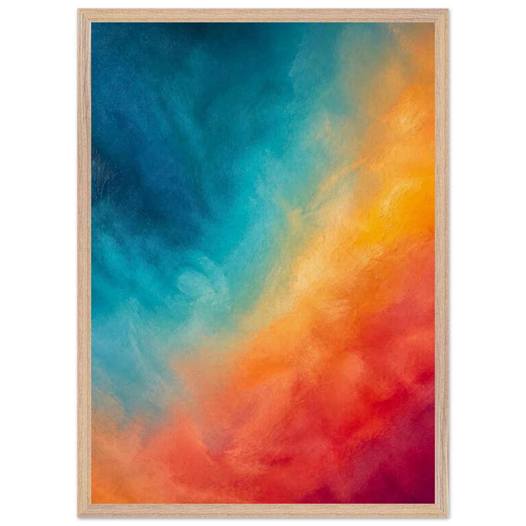 Teal and Orange, gradient, sea and dusk. Archival framed fine art print shown framed.