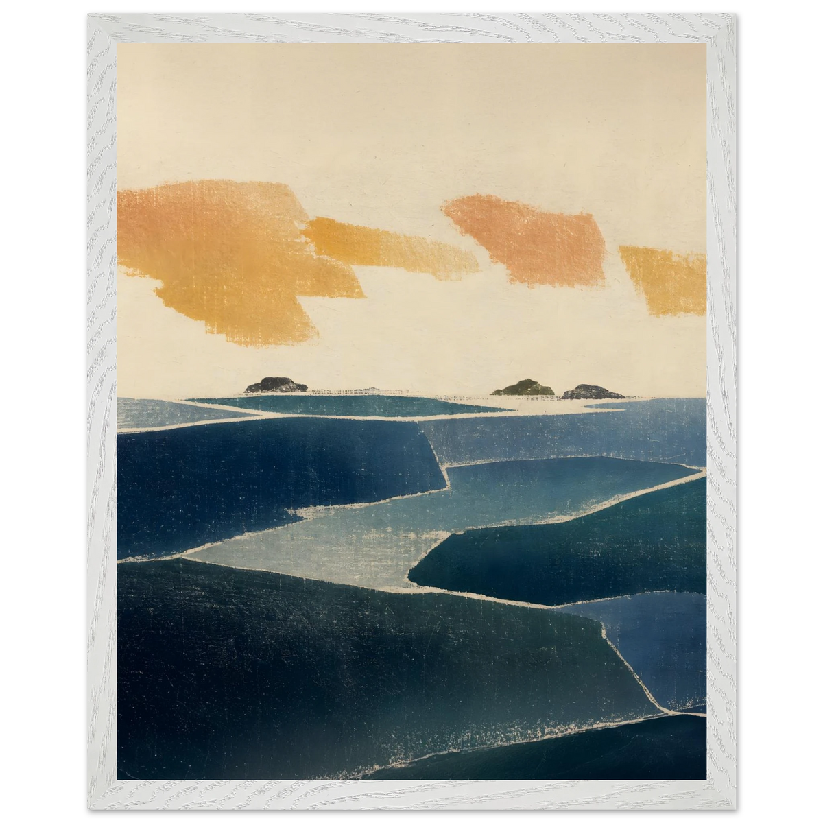 Amber and Indigo: abstract, coastline and color field. Framed fine art print by The Light Stays.