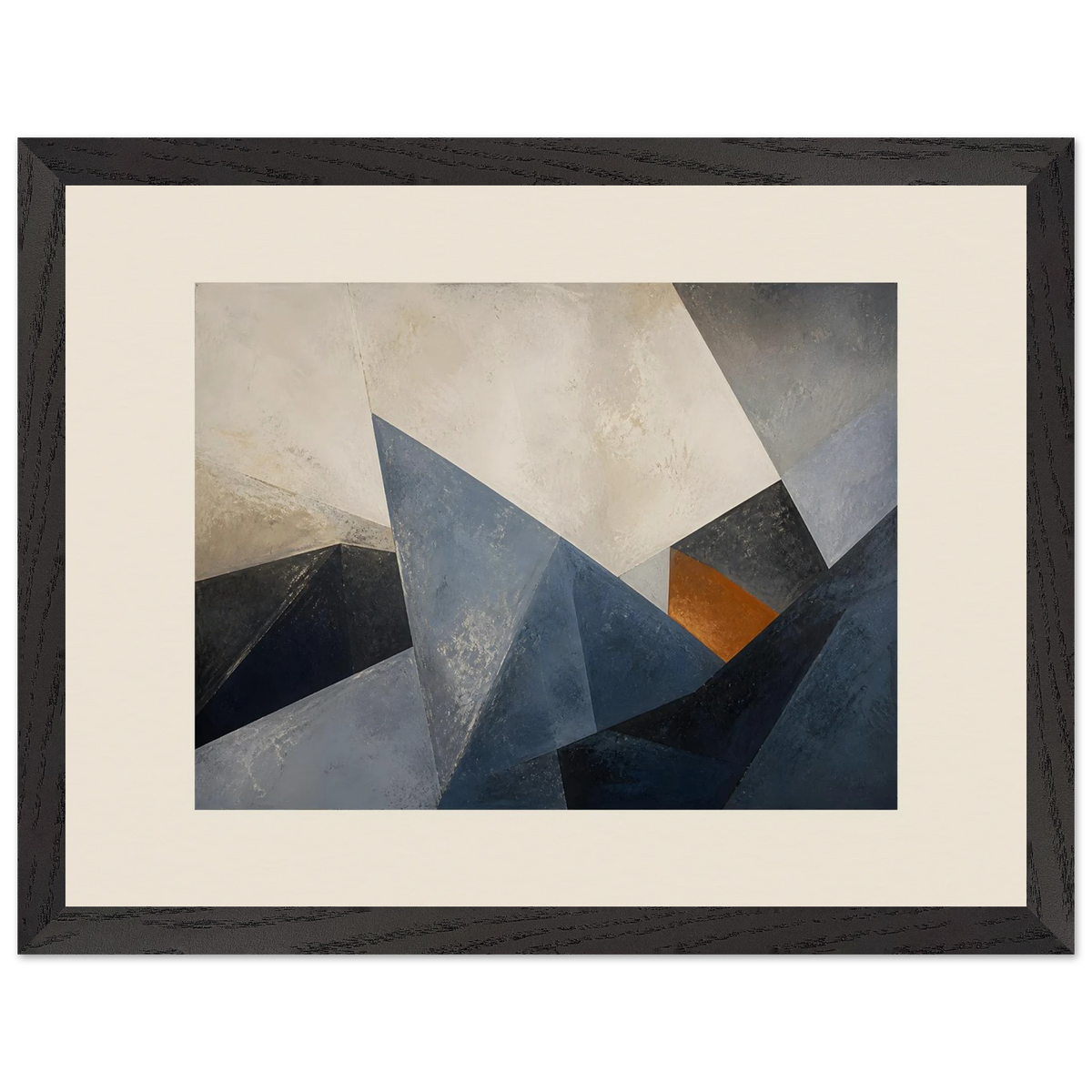 Slate Folds: abstract, mineral blue and texture. Framed fine art print by The Light Stays.