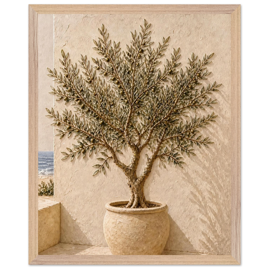Olive Terrace: landscape and sun. Museum-quality framed fine art print.