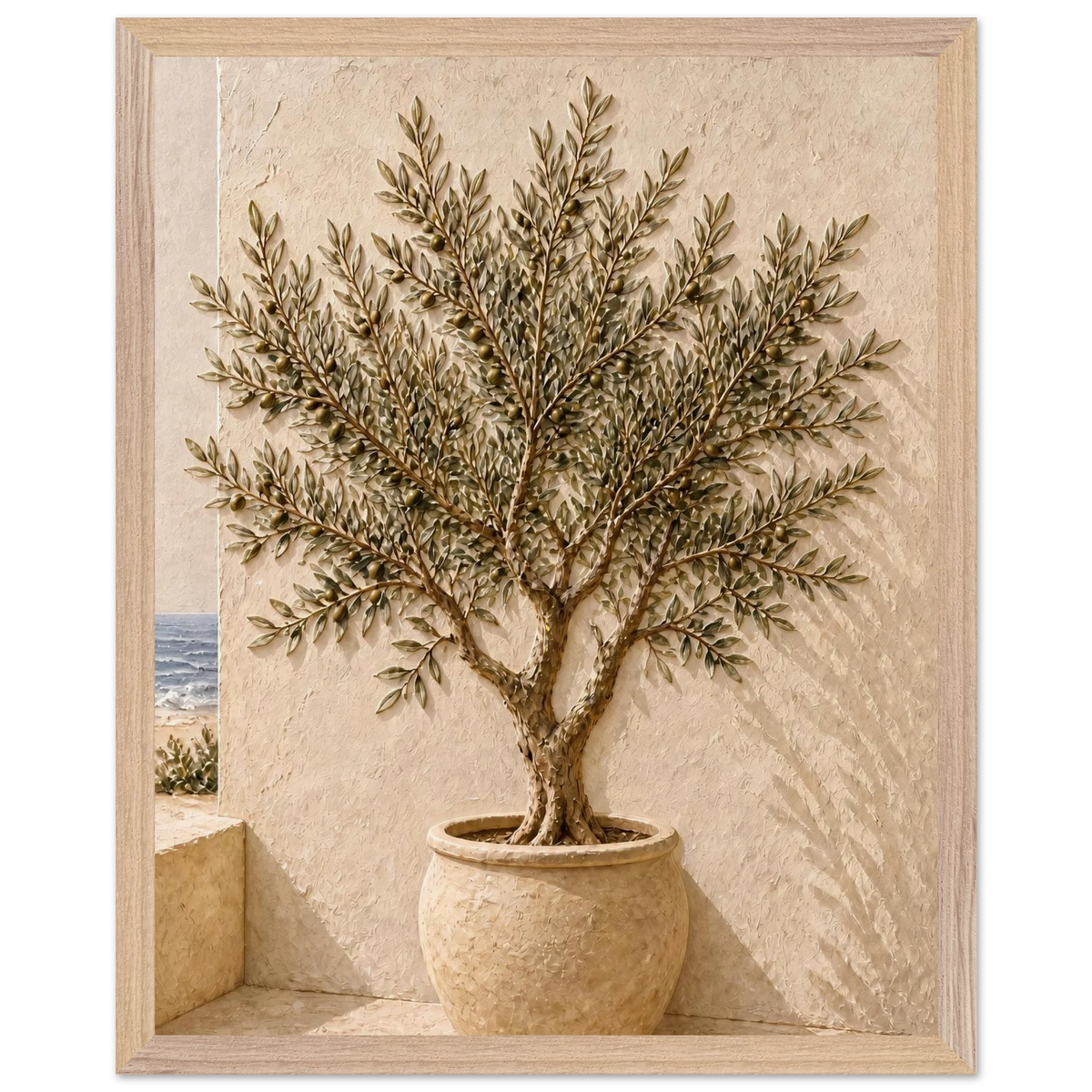 Olive Terrace: landscape and sun. Museum-quality framed fine art print.