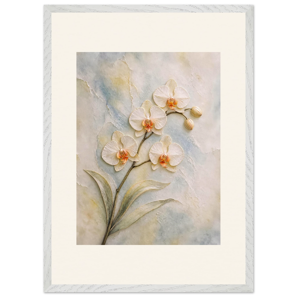 Porcelain Orchid: flowers and botanical. Museum-quality framed fine art print.