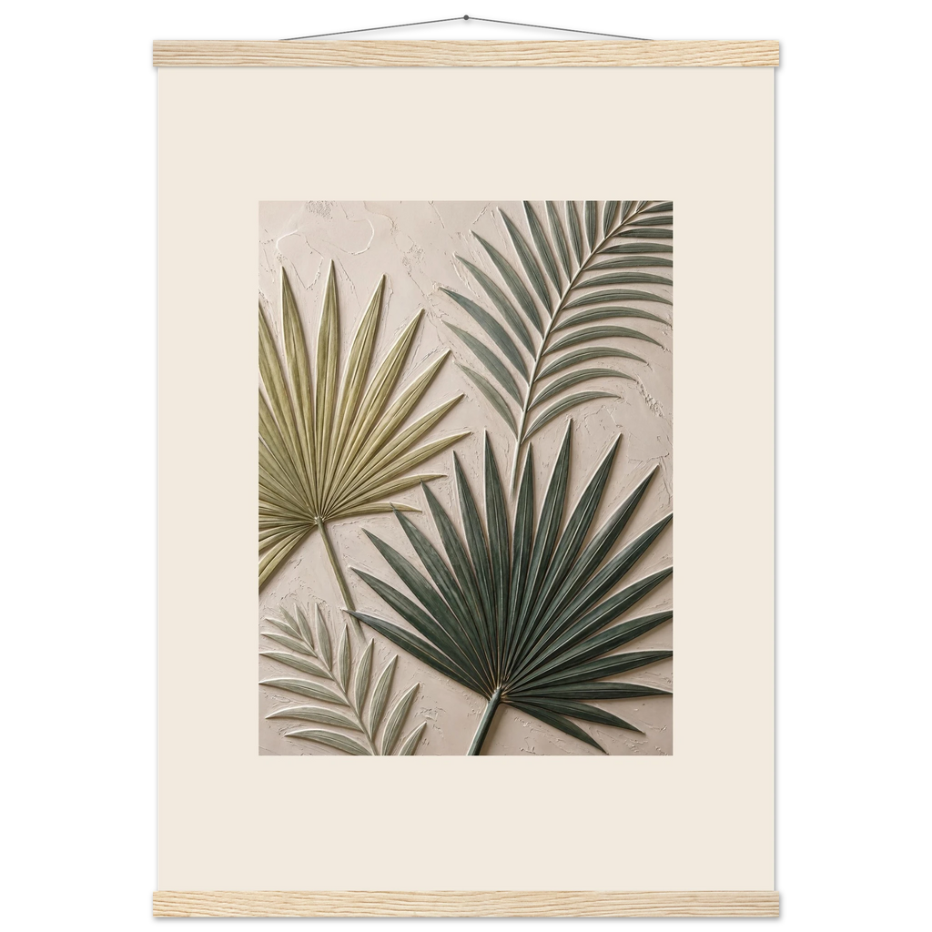 Carved Fronds: impasto, leaves and sand tones. Fine art poster by The Light Stays.