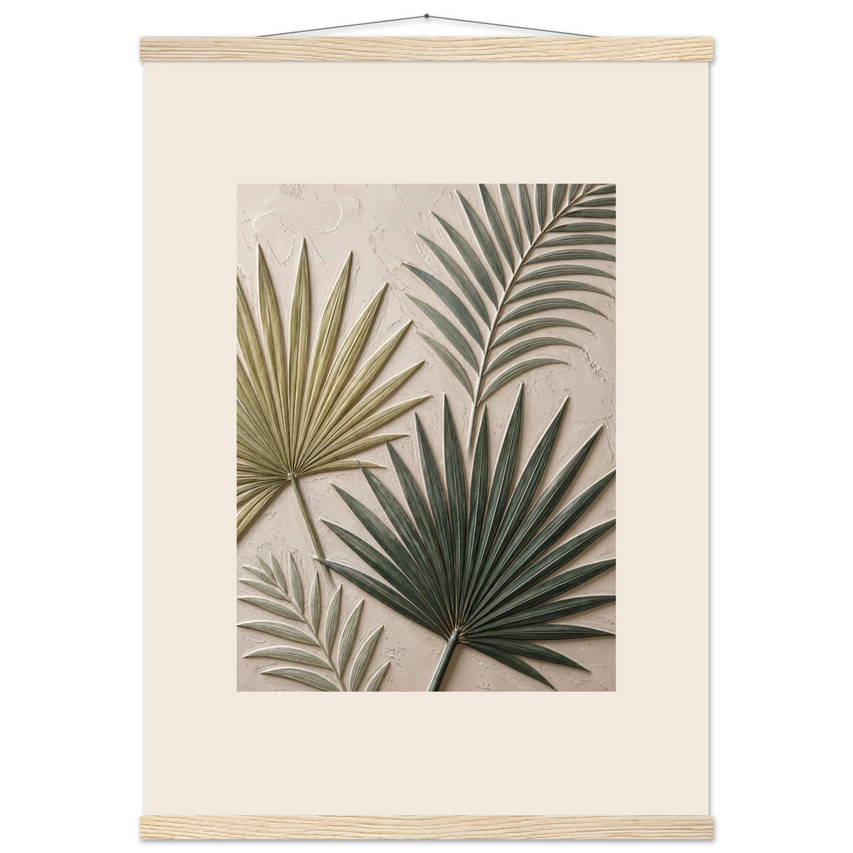 Carved Fronds: impasto, leaves and sand tones. Fine art poster by The Light Stays.