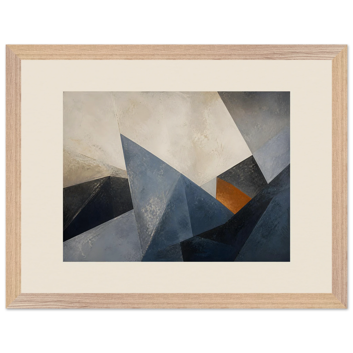 Slate Folds: abstract, mineral blue and texture. Framed fine art print by The Light Stays.