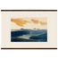 Amber and Indigo, abstract, coastline and color field. Archival fine art poster shown framed.