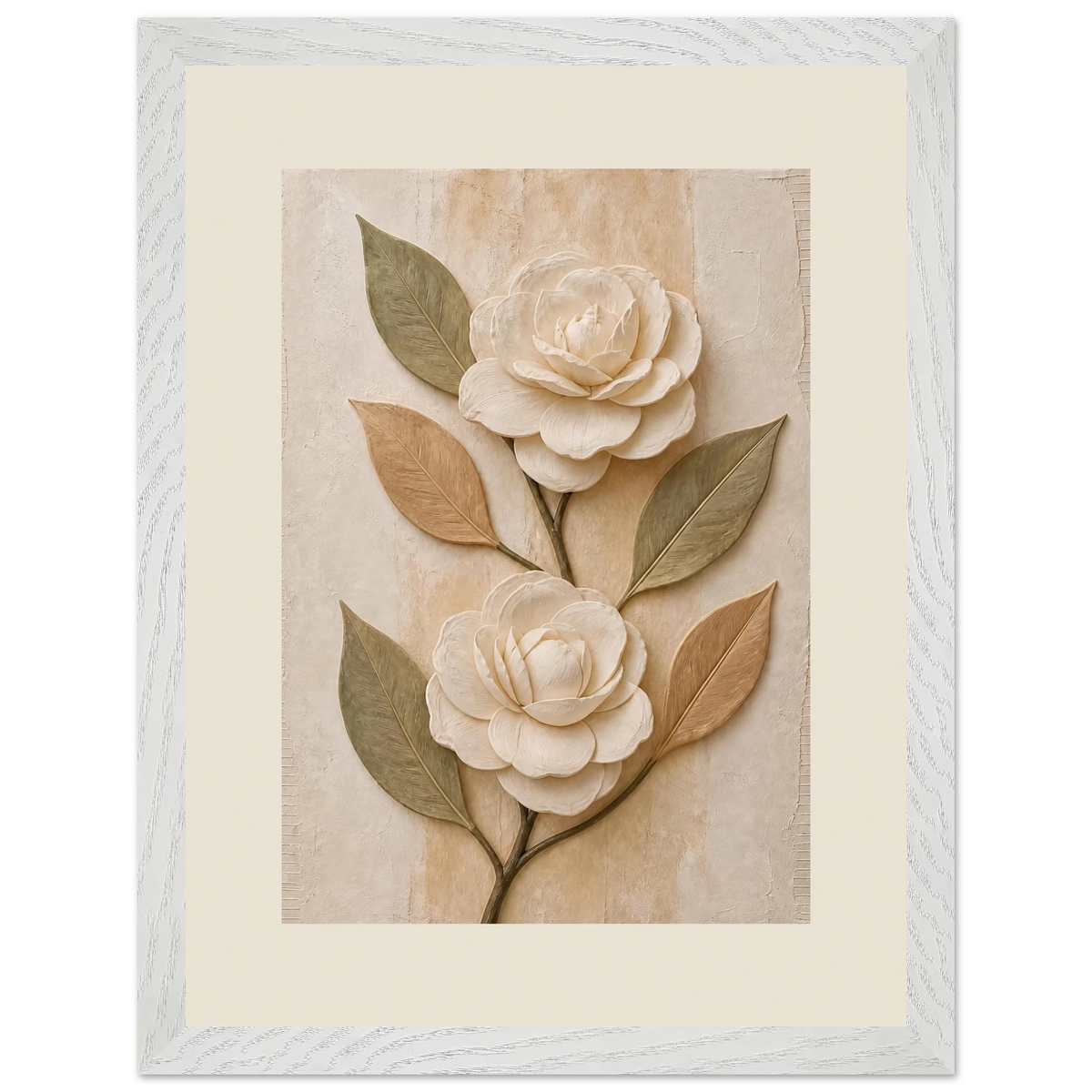Carved Camellia: flowers and botanical. Framed fine art print by The Light Stays.
