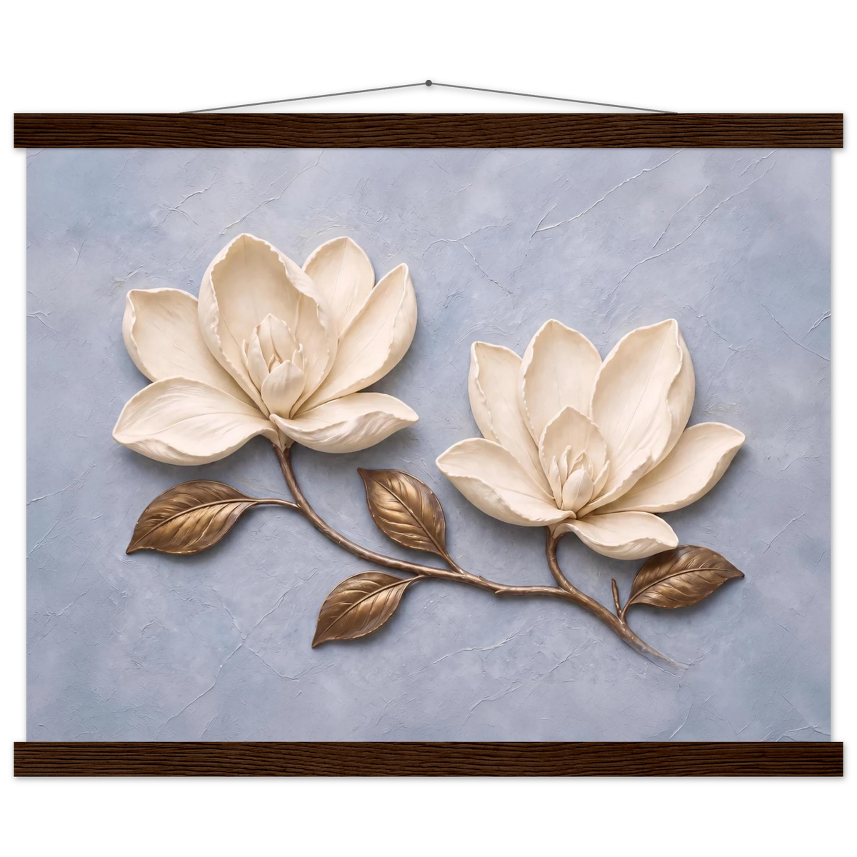 Bronze Magnolia, flowers and botanical. Archival fine art poster shown framed.
