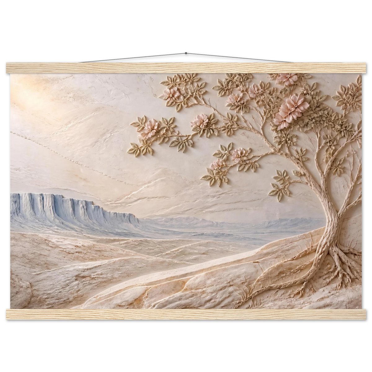 Cliffside Bloom: petra and flora. Fine art poster by The Light Stays.