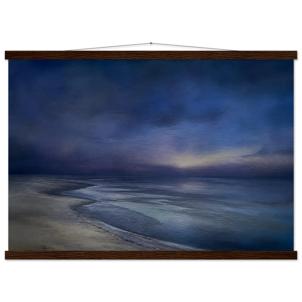 Blue Hour Shore, sea and coastal landscape. Archival fine art poster shown framed.