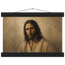 Pôster Kind Eyes com suporte de madeira, retrato sereno de Jesus em luz quente