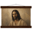 Pôster Kind Eyes com suporte de madeira, retrato sereno de Jesus em luz quente