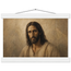 Pôster Kind Eyes com suporte de madeira, retrato sereno de Jesus em luz quente