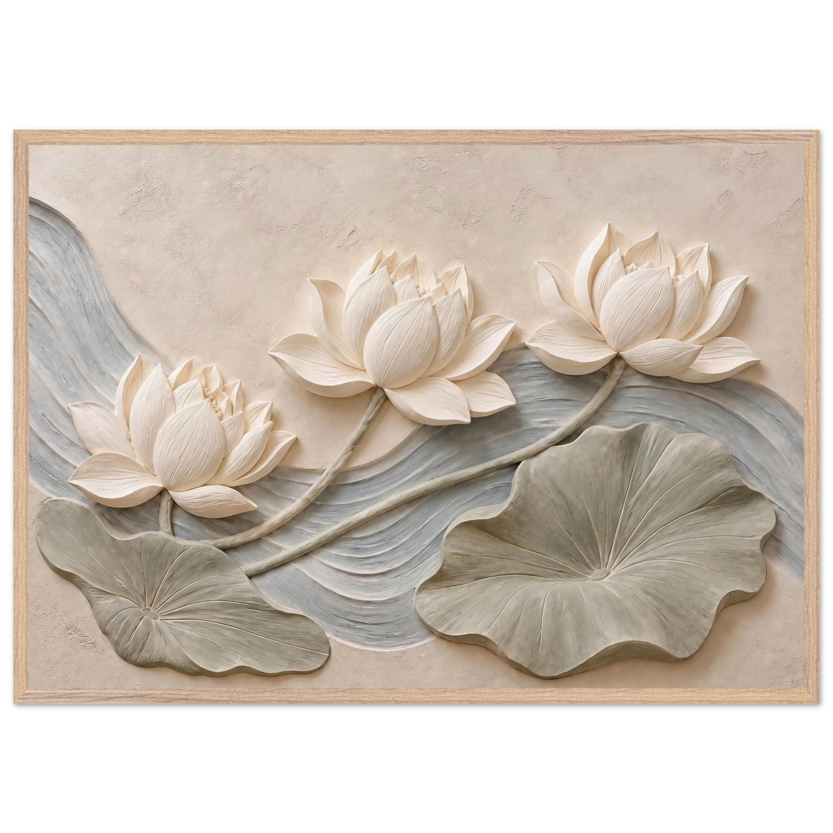 Lotus Current: flowers and botanical. Framed fine art print, alternate frame and size.