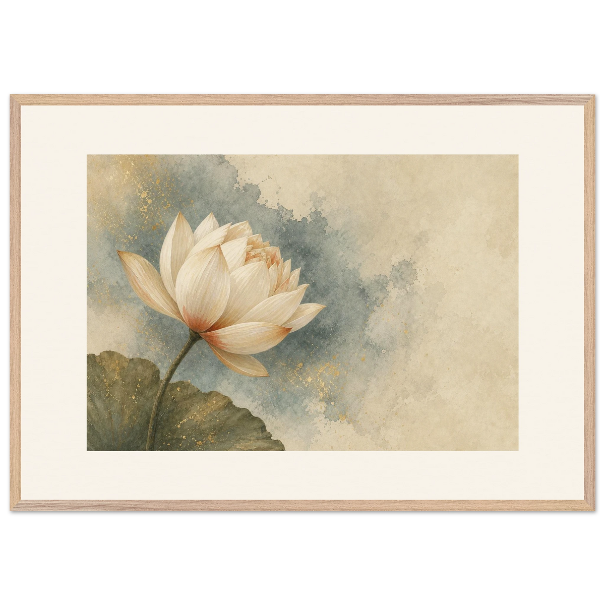 First Lotus Light: flowers and botanical. Framed fine art print by The Light Stays.