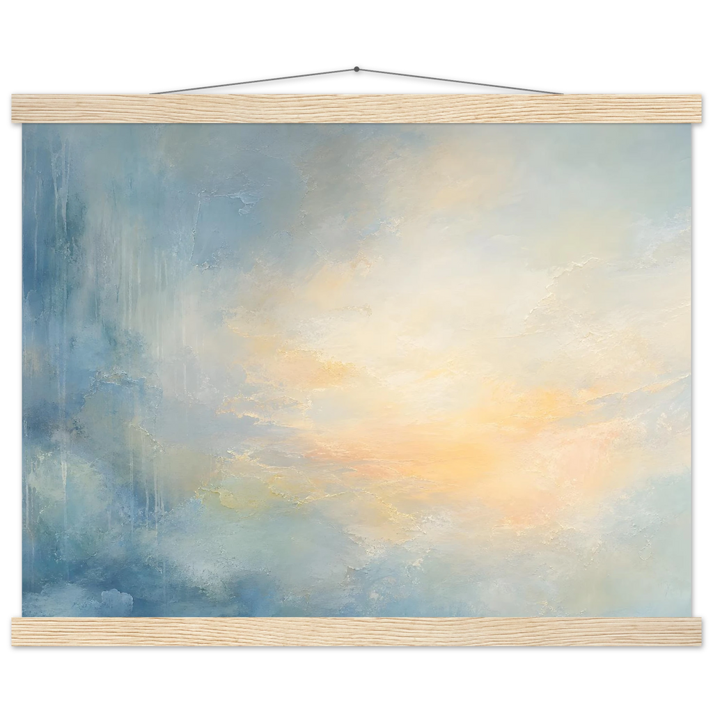 Dawn after Rain, sunrise, coastline and washed light. Archival fine art poster shown framed.