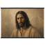 Pôster Kind Eyes com suporte de madeira, retrato sereno de Jesus em luz quente