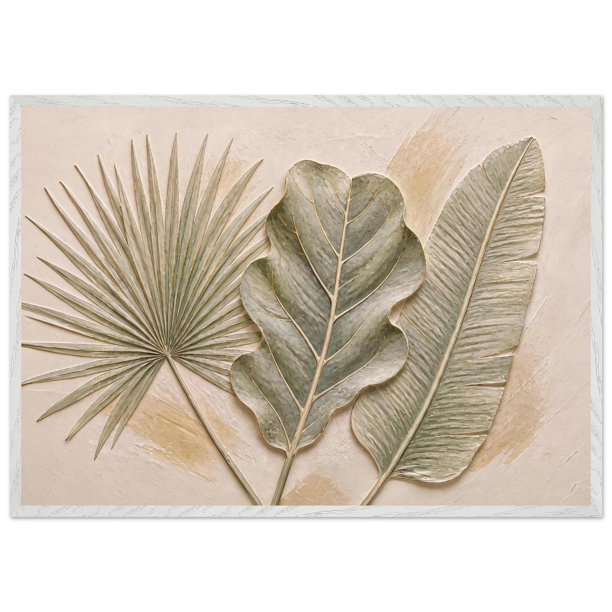 Three Leaves, botanical and nature. Archival framed fine art print shown framed.