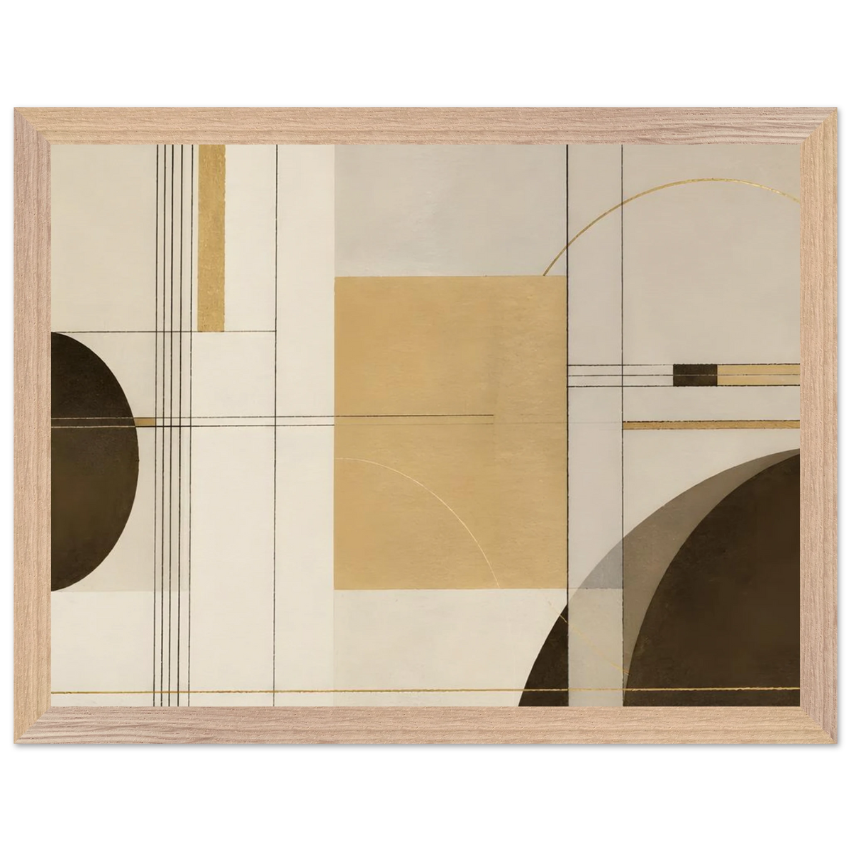 Lines of Sand: geometric abstract, neutral tones and texture. Museum-quality framed fine art print.
