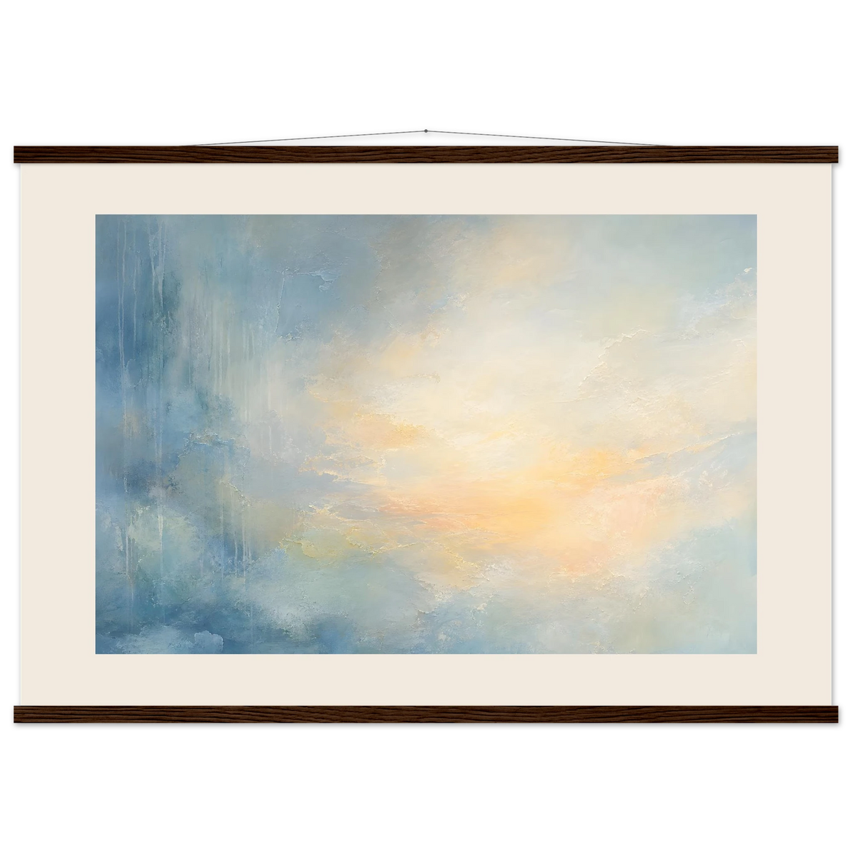 Dawn after Rain: sunrise, coastline and washed light. Fine art poster, alternate frame and size.