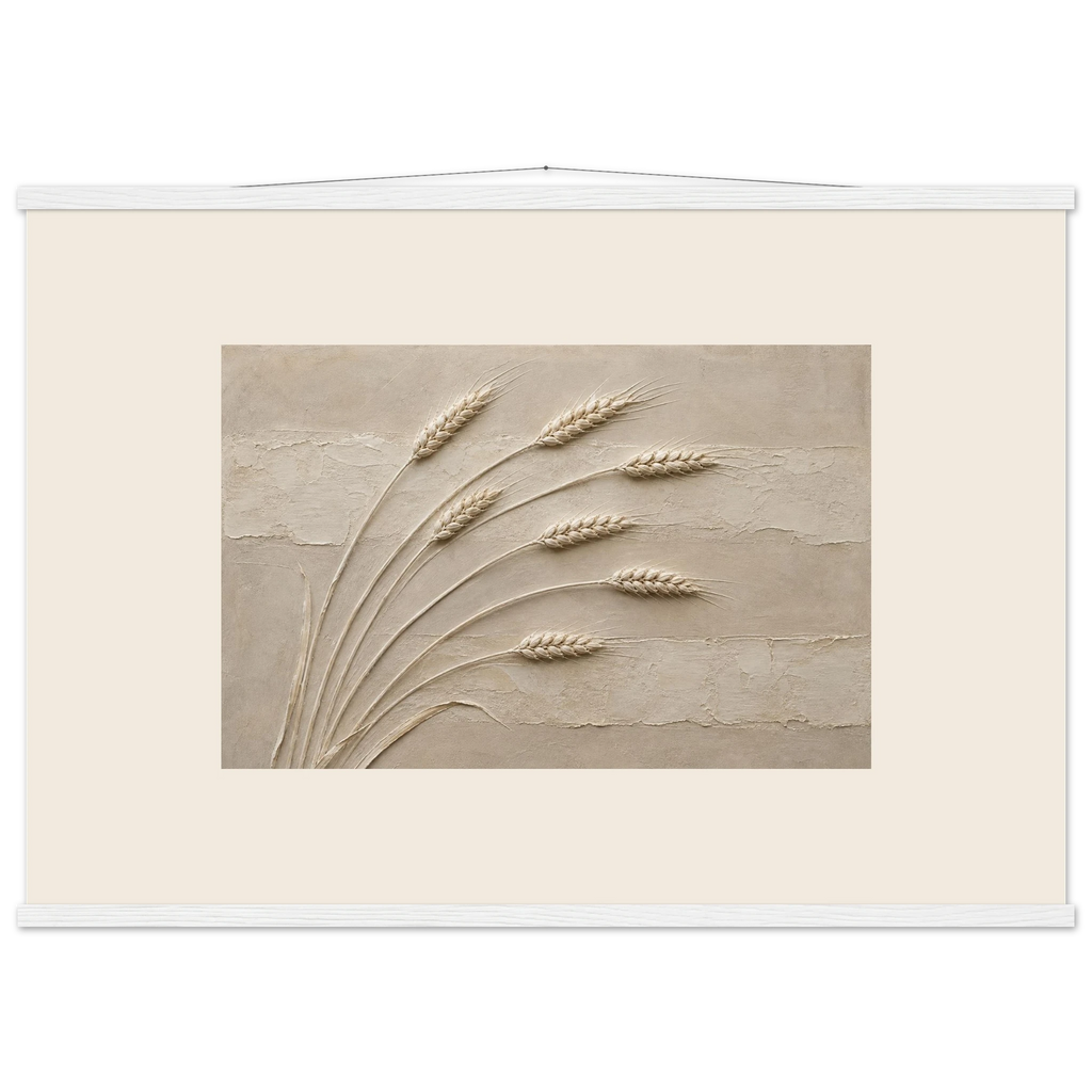 Wheat in Relief: faith, texture and botanical. Fine art poster, alternate frame and size.