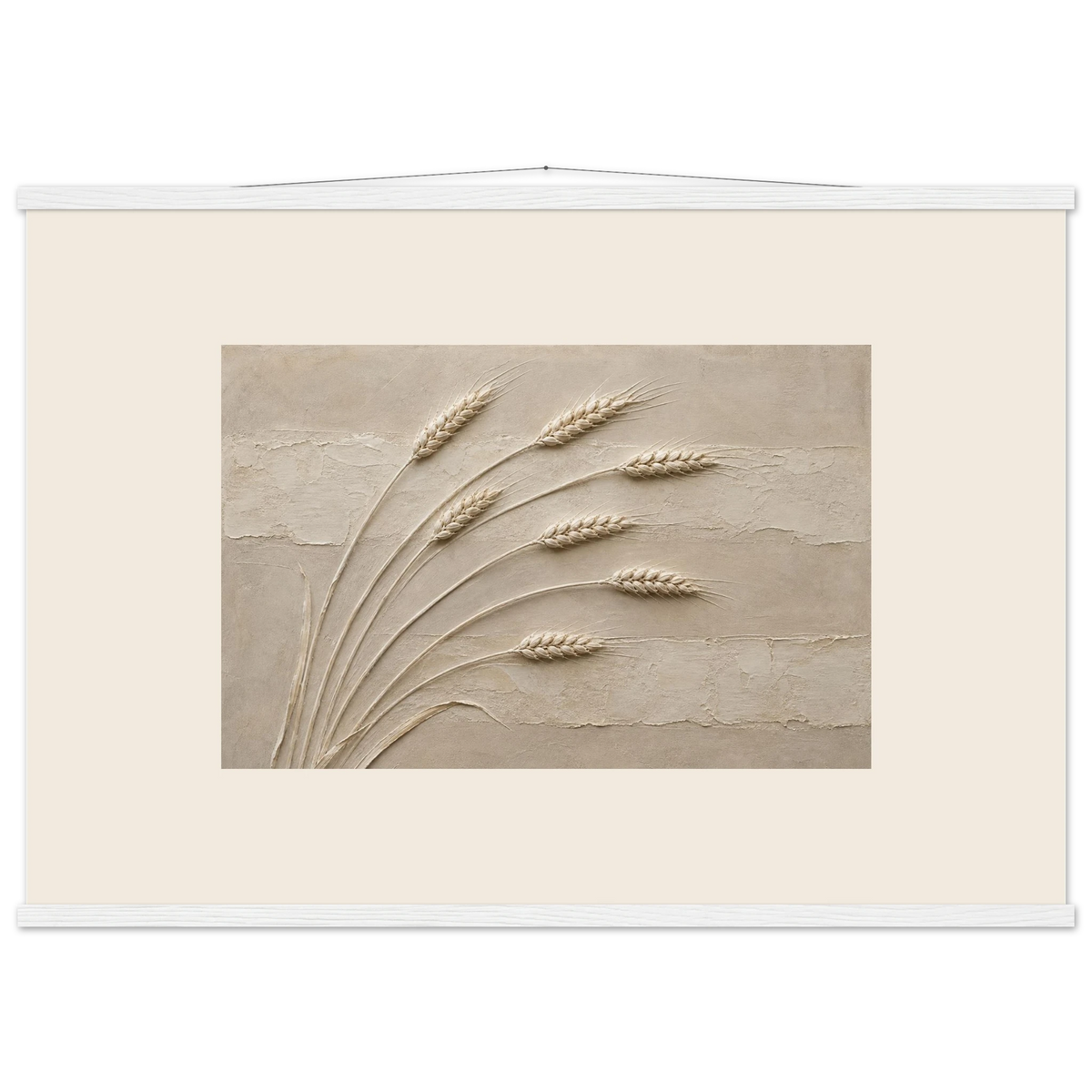 Wheat in Relief: faith, texture and botanical. Fine art poster, alternate frame and size.