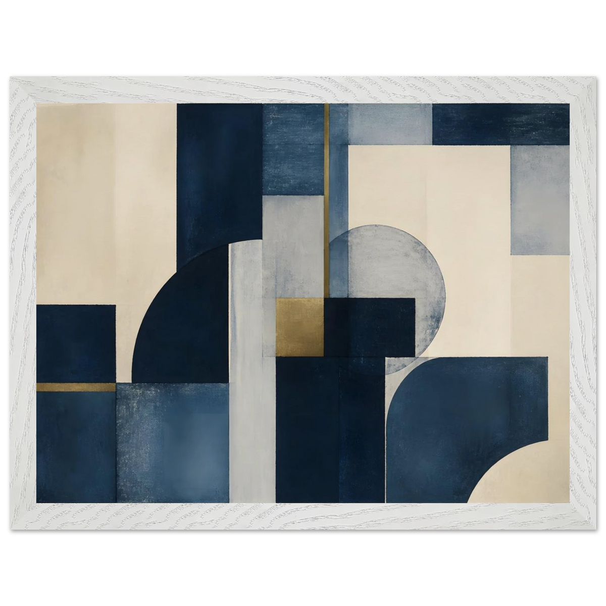 Blue Architecture, geometric abstract, blue and cream. Archival framed fine art print shown framed.