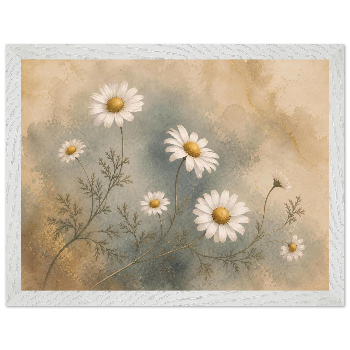 Chamomile Hours, flowers and botanical. Archival framed fine art print shown framed.