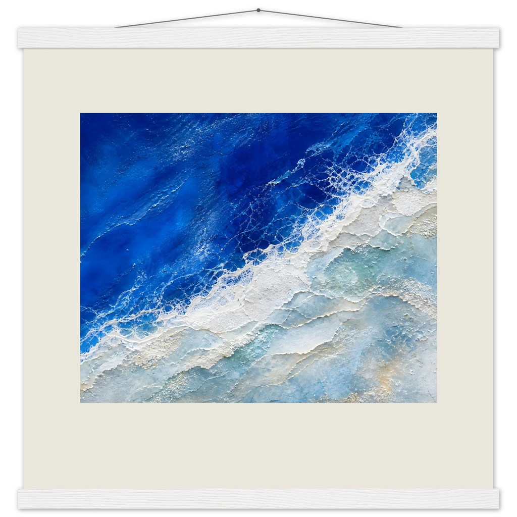 Cobalt Foam: abstract, cobalt and sea foam. Museum-quality fine art poster.
