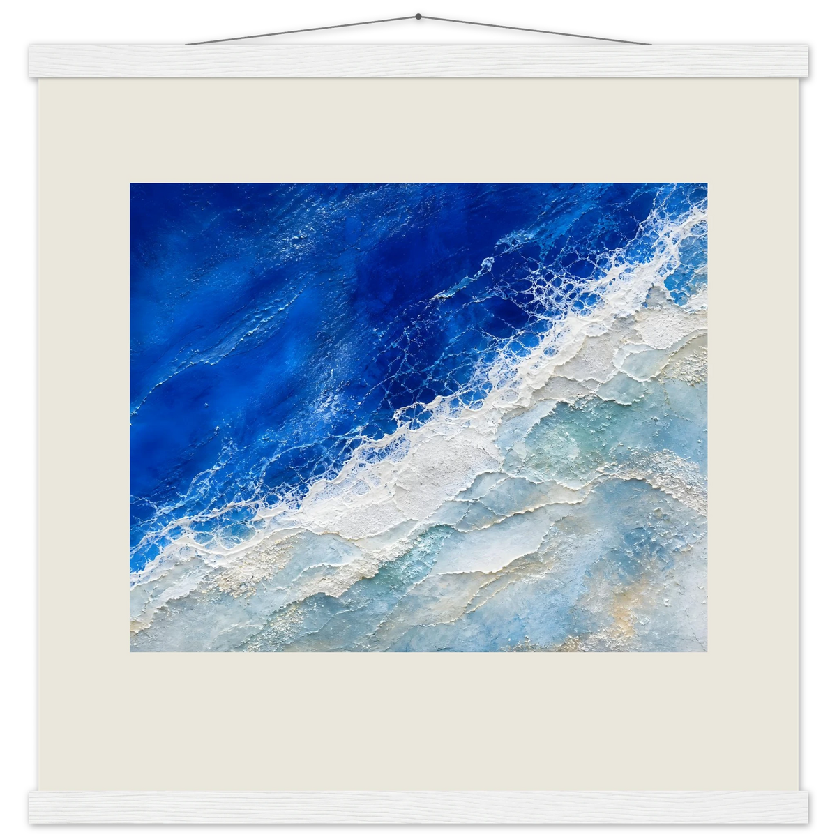Cobalt Foam: abstract, cobalt and sea foam. Museum-quality fine art poster.