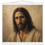 Pôster Kind Eyes com suporte de madeira, retrato sereno de Jesus em luz quente