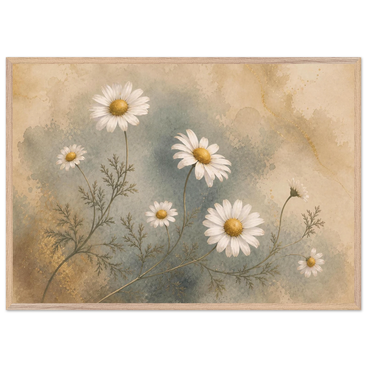 Chamomile Hours, flowers and botanical. Archival framed fine art print shown framed.