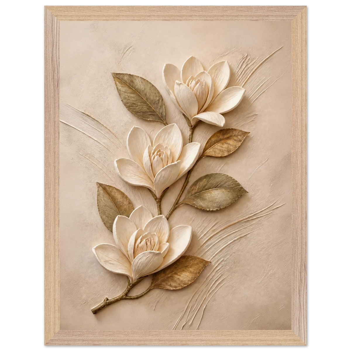 Magnolia Ascent: flowers and botanical. Framed fine art print, alternate frame and size.
