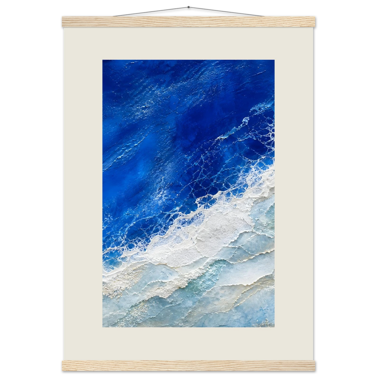 Cobalt Foam: abstract, cobalt and sea foam. Museum-quality fine art poster.