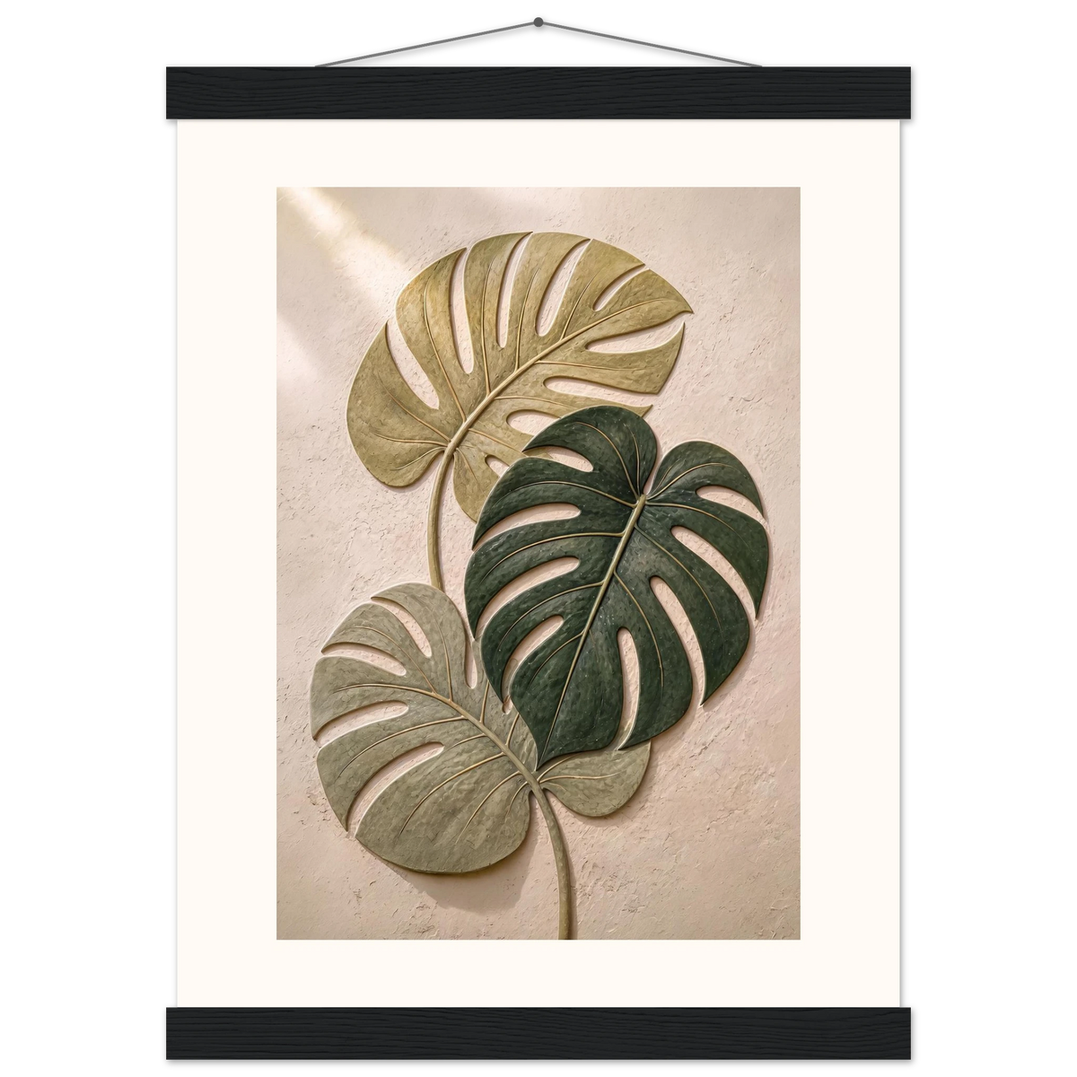 Stone Monstera: botanical and nature. Museum-quality fine art poster.